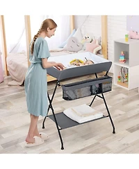 Folding Wide Nursery Diaper Changing Table for Space-Saving and Convenience