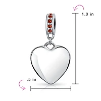 Bling Jewelry Crystal Accent Bale Heart Shape Dangle Bead Charm Sterling Silver