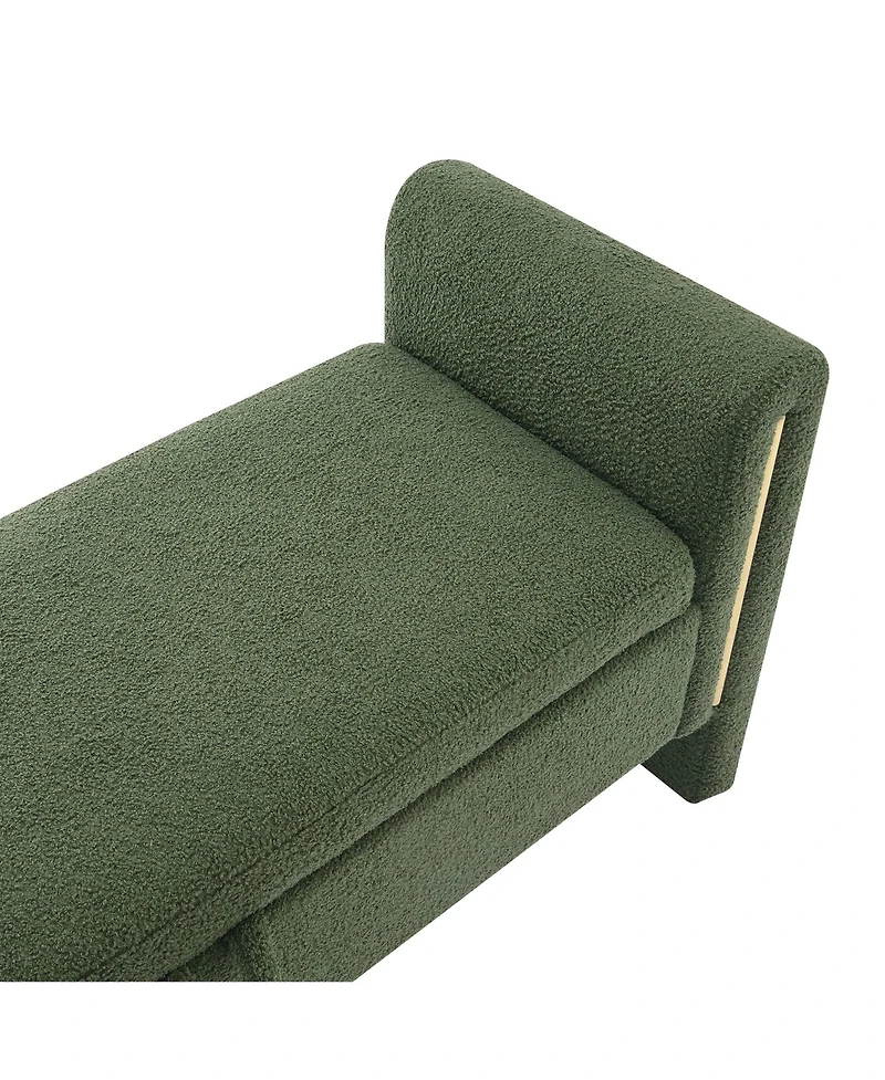 Modern Teddy Bed End Bench with Storage and Arms, Upholstered Foot Rest Stool, Comfy Vanity Bench-The Pop Home