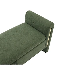 Modern Teddy Bed End Bench with Storage and Arms, Upholstered Foot Rest Stool, Comfy Vanity Bench-The Pop Home