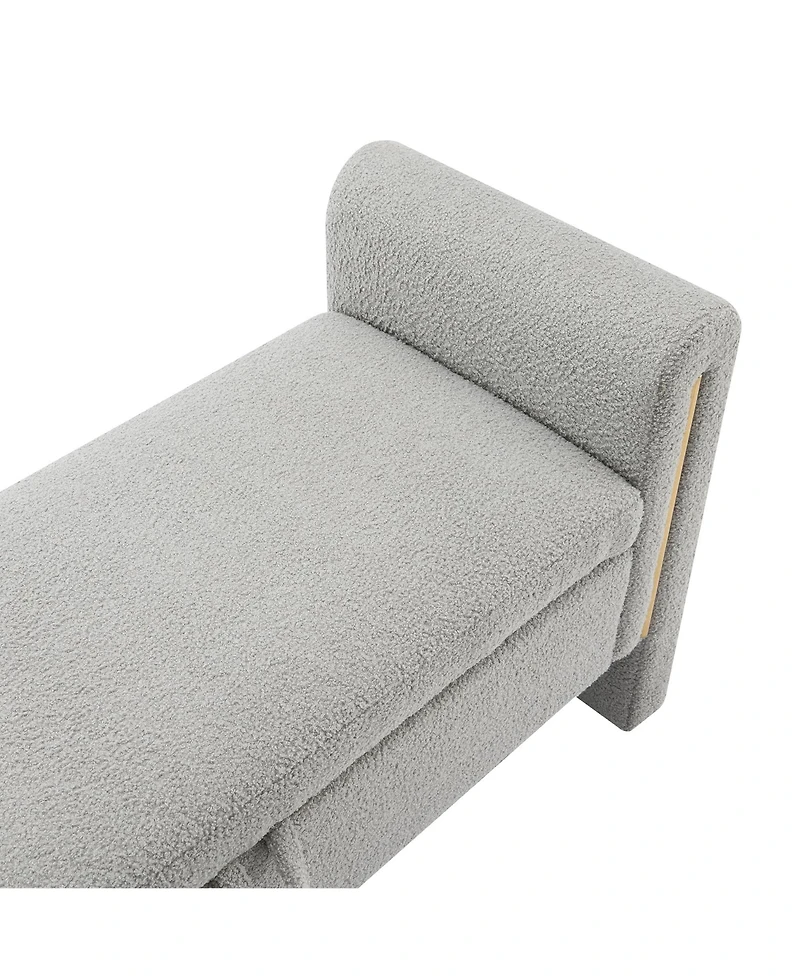 Modern Teddy Bed End Bench with Storage and Arms, Upholstered Foot Rest Stool, Comfy Vanity Bench-The Pop Home