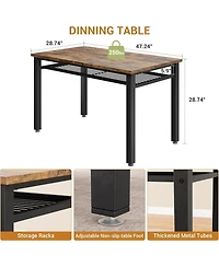 gaomon Kitchen Table Chairs Set for 4 with 2 Chairs and Bench, 4 Pieces Dining Table Set with Storage Rack & Metal Frame, Kitchen Table Set with for S