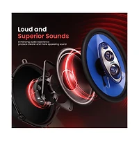 Pyle 7'' x 10'' Four-Way Quadriaxial Car Speakers, 500W, Blue (Pair)