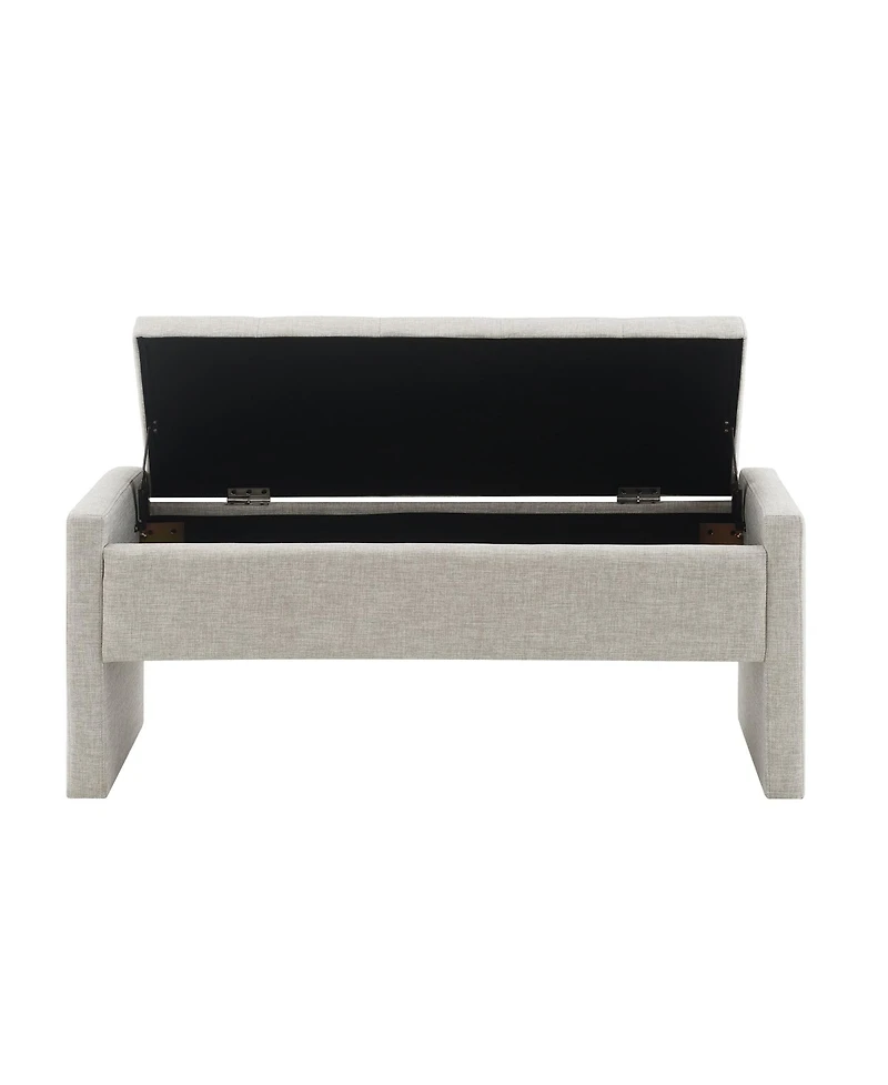 Modern Upholstered Bed End Bench with Storage, Linen Foot Rest Stool, Multi-Functional Vanity Stool-The Pop Home
