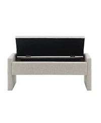 Modern Upholstered Bed End Bench with Storage, Linen Foot Rest Stool, Multi-Functional Vanity Stool-The Pop Home