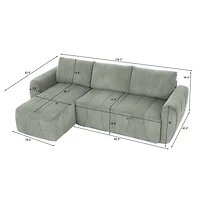 Convertible Sectional Sofa Couch, Modern Fabric 3 Seater L-Shaped Couch for Living Room, Apartment, Office, Small Space, (Grey)