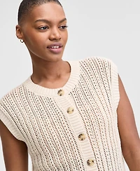 And Now This Petite Open-Knit Button-Front Cardigan Sweater, Exclusively at Macy's