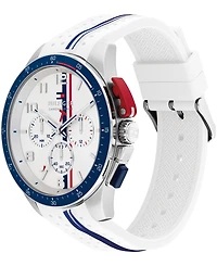Tommy Hilfiger Men's Chronograph White Silicone Strap Watch, 46mm