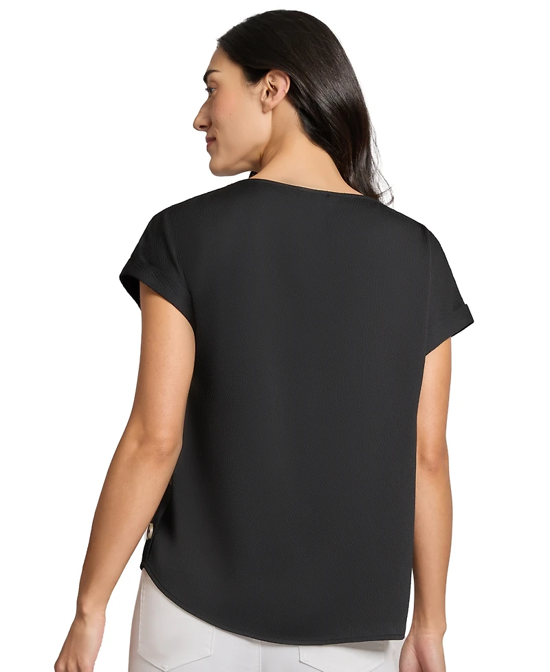 Jones New York Women's Side-Button Short-Sleeve Top