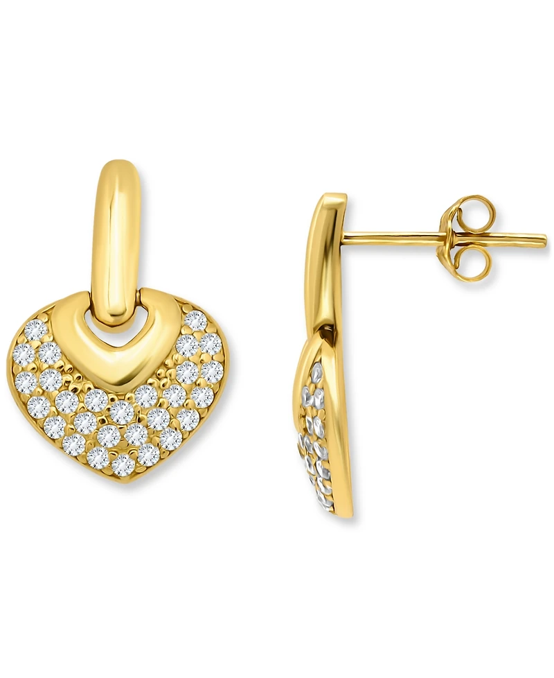 Giani Bernini Pave Cubic Zirconia Heart Door Knocker Earrings (3/4 ct. t.w.) 18k Gold Over Sterling Silver, Exclusively at Macy's