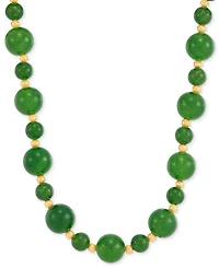 Onyx Beaded Necklace (6mm & 10mm) in 14k Gold Over Sterling Silver, 17"