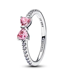 Pandora Sterling Silver Sparkling Pink Bow Ring