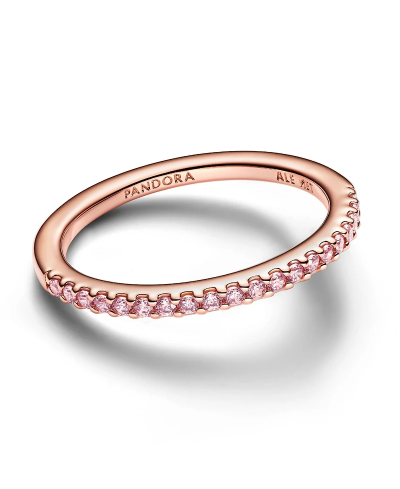 Pandora Gold-Plated Sparkling Pink Band Ring