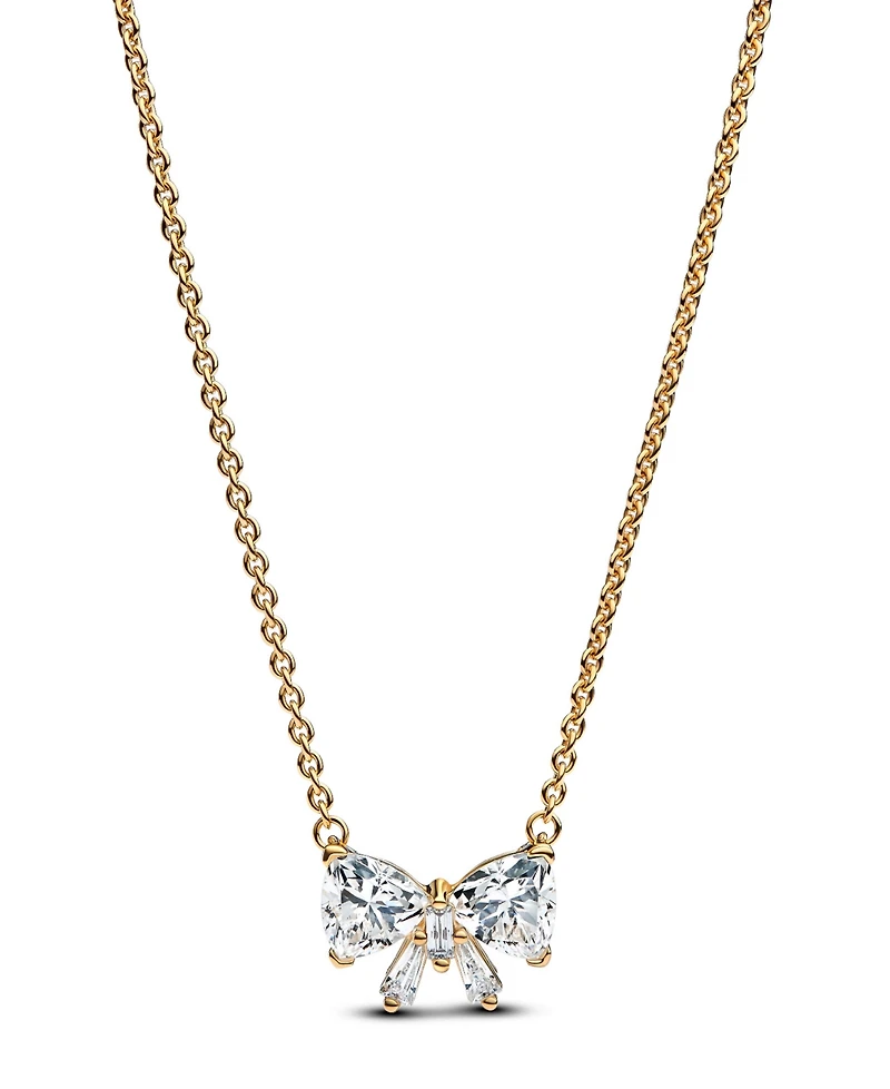 Pandora Gold-Plated Sparkling Bow Necklace