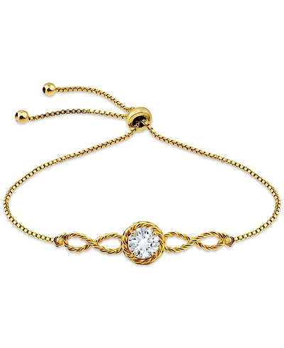 Giani Bernini Round Cubic Zirconia Infinity Link Bolo Bracelet (1-1/4 ct. t.w.) 18k Gold Over Sterling Silver, Exclusively at Macy's