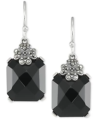 Macy's Agate (13 ct. t.w.) & Marcasite (1/5 Drop Earrings Sterling Silver