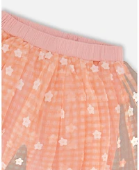 Deux par Big Girls Crinkle Biker Short With Flower Mesh Skirt Light Old Pink