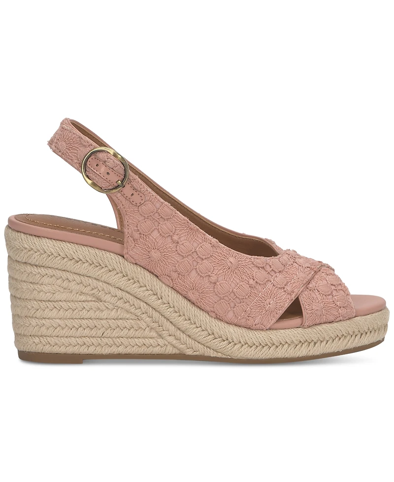 Lucky Brand Women's Cyrila Floral Slingback Peep-Toe Espadrille Wedge Sandals