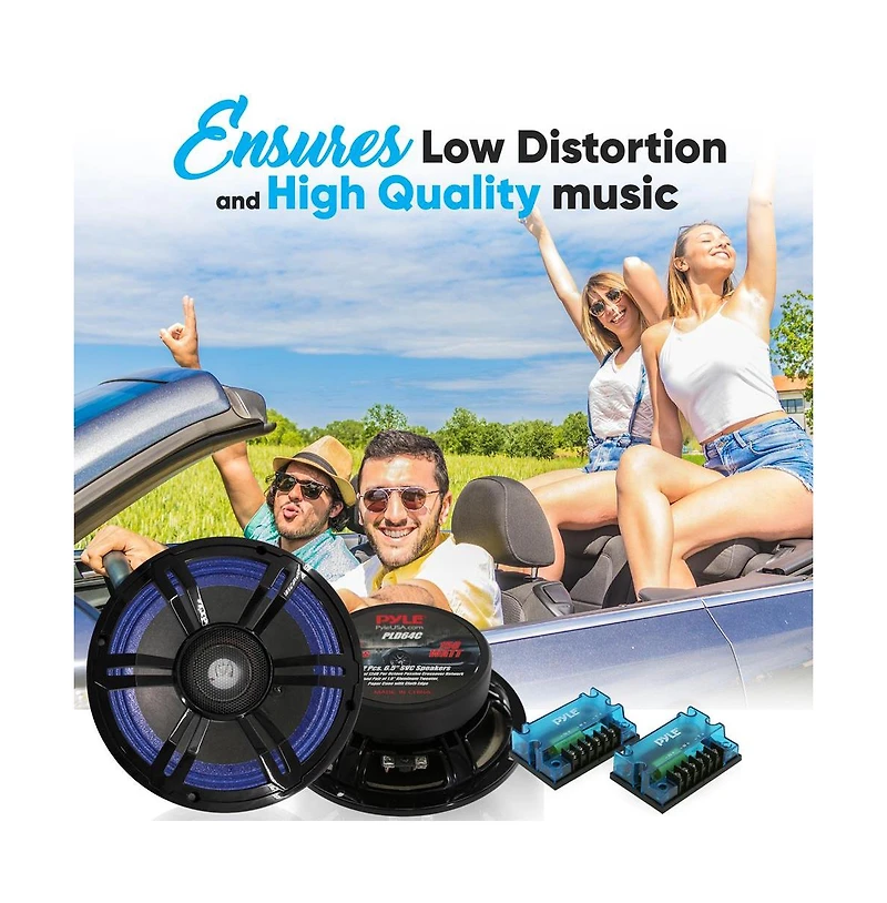 Pyle 6.5'' Three-Way Component Speaker System, 150W, Black