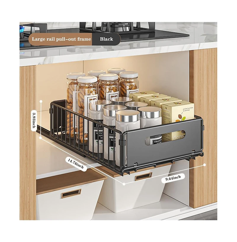 gaomon 2pcs Pull Out Cabinet Organizer, Expandable Kitchen Drawers, Heavy Duty Slide Out Storage Basket With Adhesive Film, Under Sink Cabinet Storage