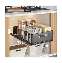 gaomon 2pcs Pull Out Cabinet Organizer, Expandable Kitchen Drawers, Heavy Duty Slide Out Storage Basket With Adhesive Film, Under Sink Cabinet Storage