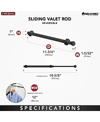 Rev-a-Shelf 12" Extendable Metal Closet Valet Rod, Chrome, Cvr-12-cr (4 Pack)