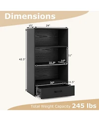 Gouun 48 Inch Tall 4 Tiers Wood Bookcase with Drawer