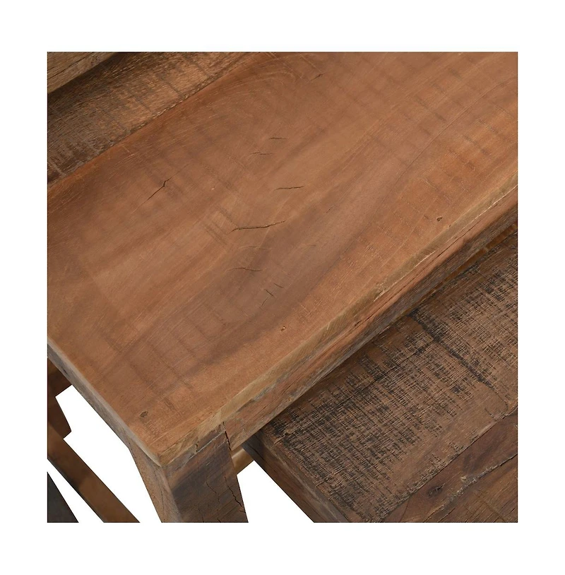 Jofran Reclamation Rustic Reclaimed Solid Wood Three-Piece Nesting Tables