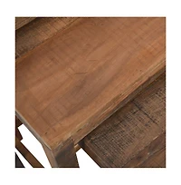 Jofran Reclamation Rustic Reclaimed Solid Wood Three-Piece Nesting Tables