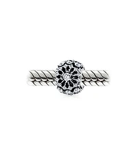 Bling Jewelry White Crystal Filigree Spacer Barrel Charm Bead .925 Sterling Silver Fits European Bracelet