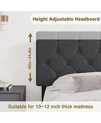 gaomon Upholstered Platform Bed Frame with Usb Ports - Adjustable Headboard, Strong Frame, Wooden Slats Support
