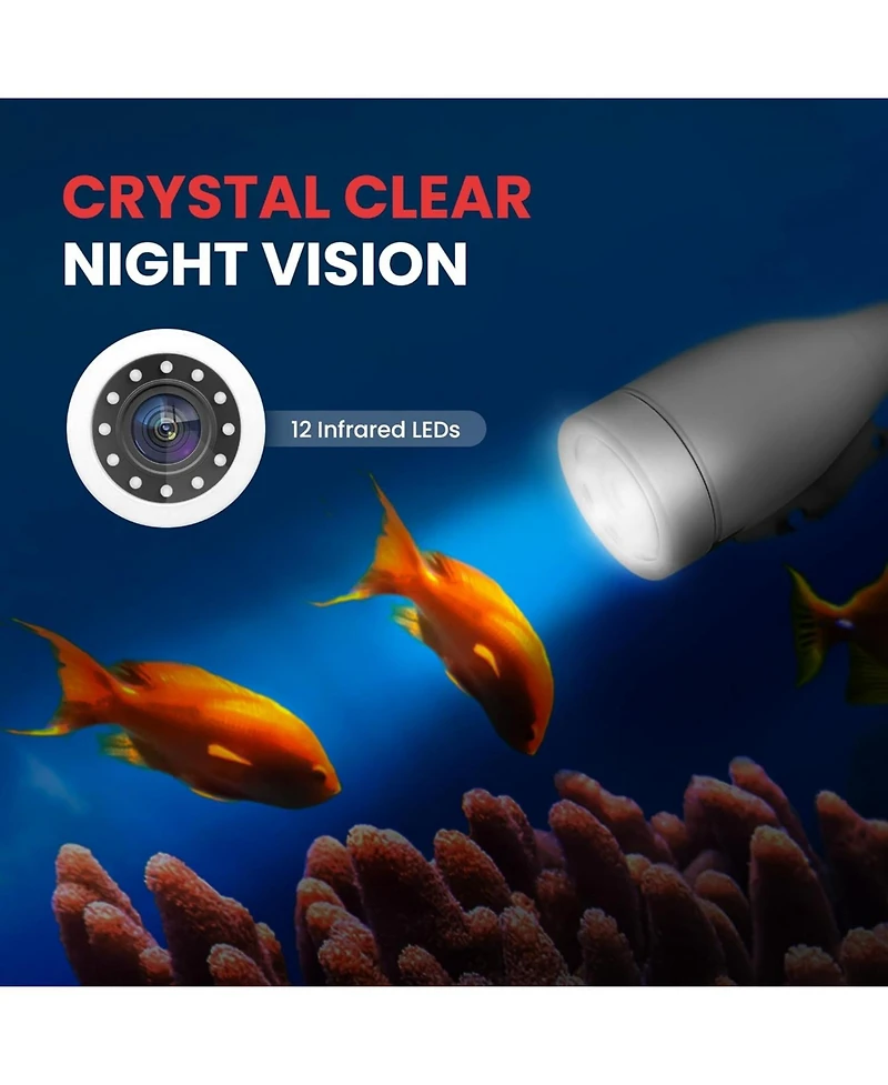 Pyle 7'' Lcd Monitor Underwater Fishing Camera, 1000TVL, White