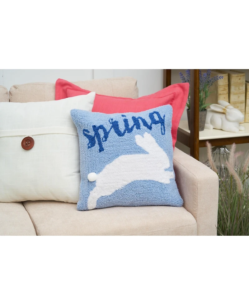 16" x 16" Spring Easter Bunny Hooked Accent Throw Pillow
