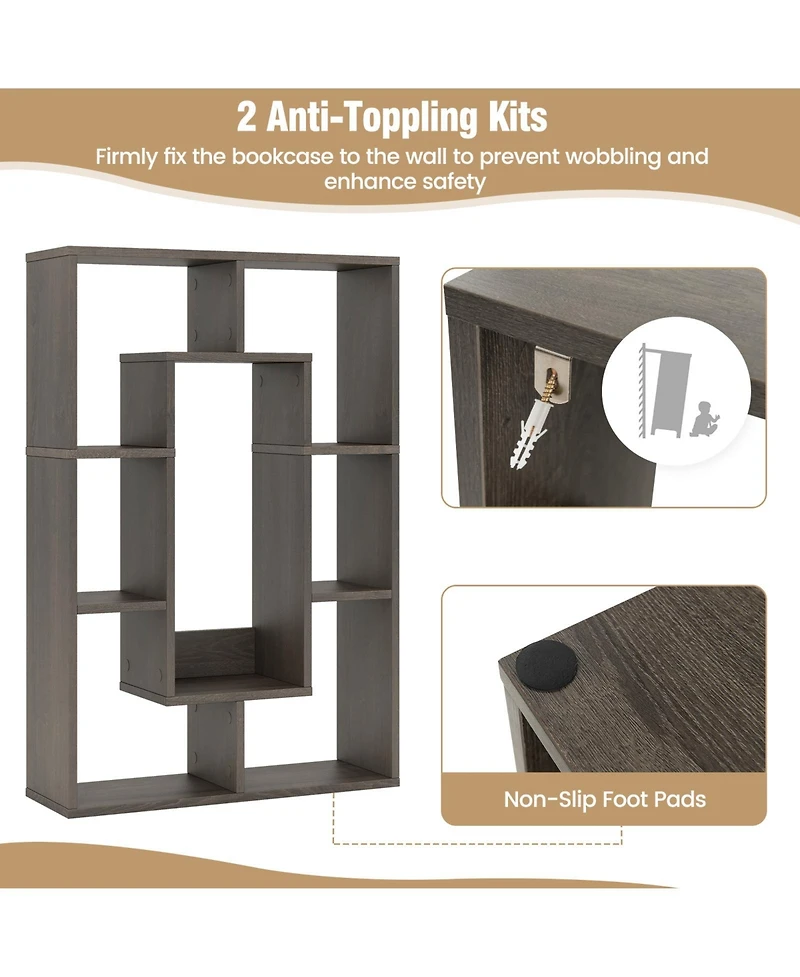 Gouun 7-Cube Geometric Bookshelf Modern Decorative Open Bookcase