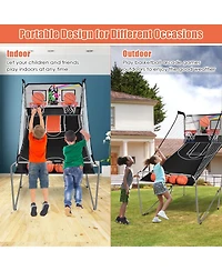 Kuyotq Foldable Double Electronic Basketball Game with 4 Balls Indoor