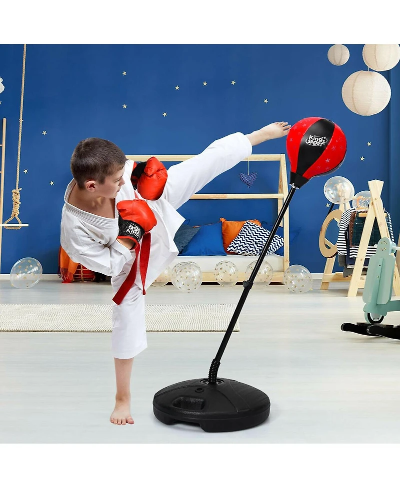 Kuyotq Kids Adjustable Stand Punching Bag Toy Set with Boxing Glove and Base
