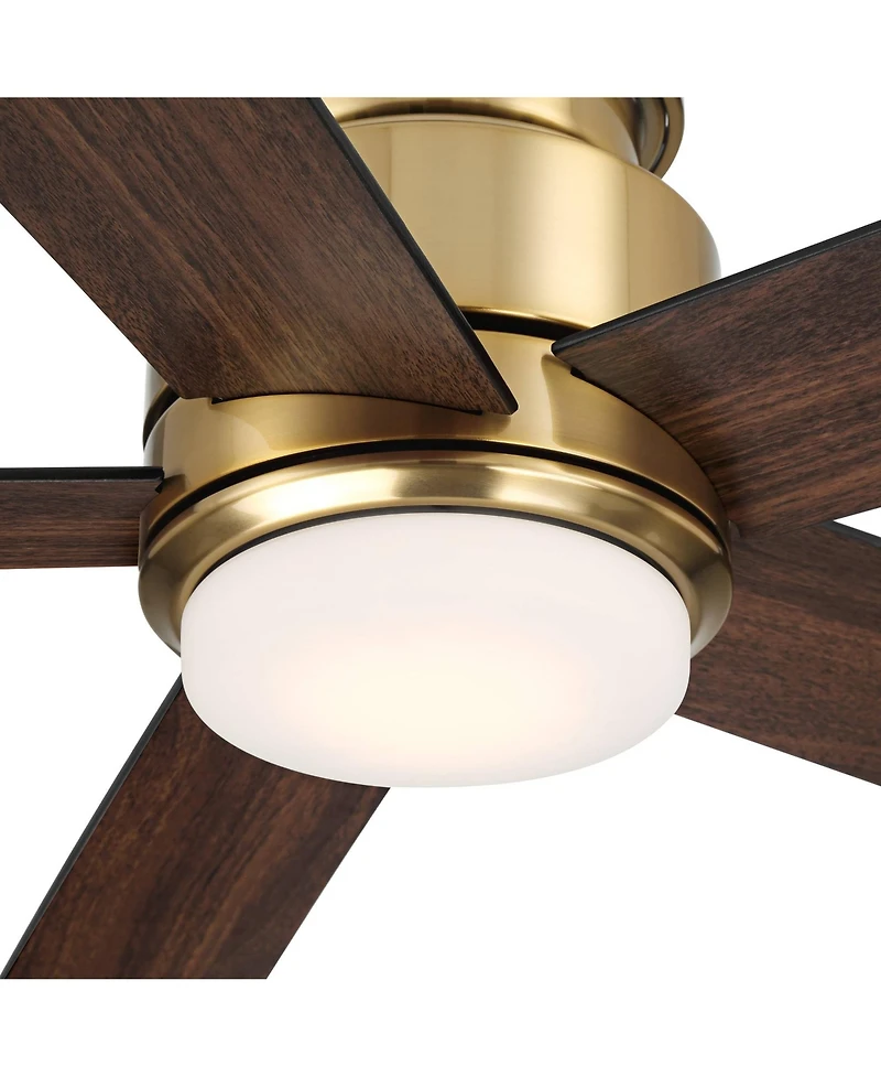 Casa Vieja 52" Grand Palm Indoor Outdoor Ceiling Fan 5 Blade Led Light Remote Control Soft Brass Finish Bedroom Hugger Damp Rated