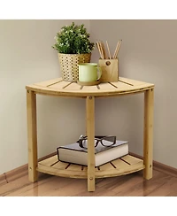 Sorbus Corner Shower Bench with Shelf 2-Tier Wood Storage & Seat for Bathroom, Shower, Spa, Sauna