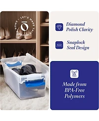 Homz 7.5 Quart Secure Latching Clear Plastic Stackable Storage Container,10 Pack