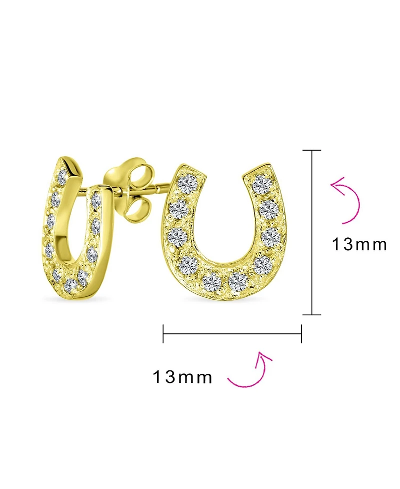 Bling Jewelry Lucky Equestrian Cz Stud Earrings Horseshoe Sterling Silver