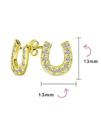 Bling Jewelry Lucky Equestrian Cz Stud Earrings Horseshoe Sterling Silver