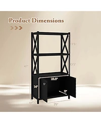 Bathroom Storage Cabinet with Open Shelves & Double Doors Modern Organizer