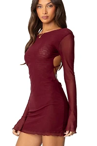 Edikted Womens Lace Up Mesh Mini Dress
