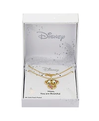 Disney Pink Crystal Minnie Mouse Flower Mom Layered Pendant Necklace