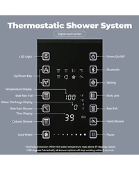 Casainc Flush-Mount Led Bluetooth Music Rainfall Shower System with Smart Touch Screen Display