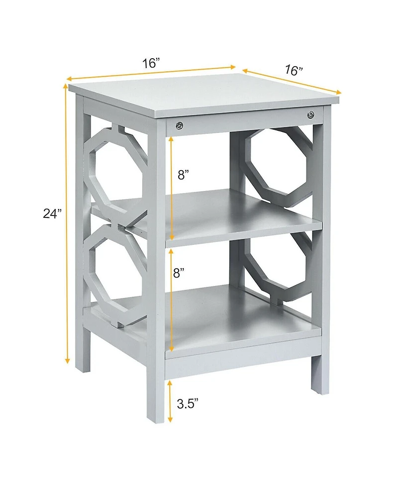 Gouun 2 Pieces 3-tier Nightstand Sofa Side End Accent Table Storage Display Shelf
