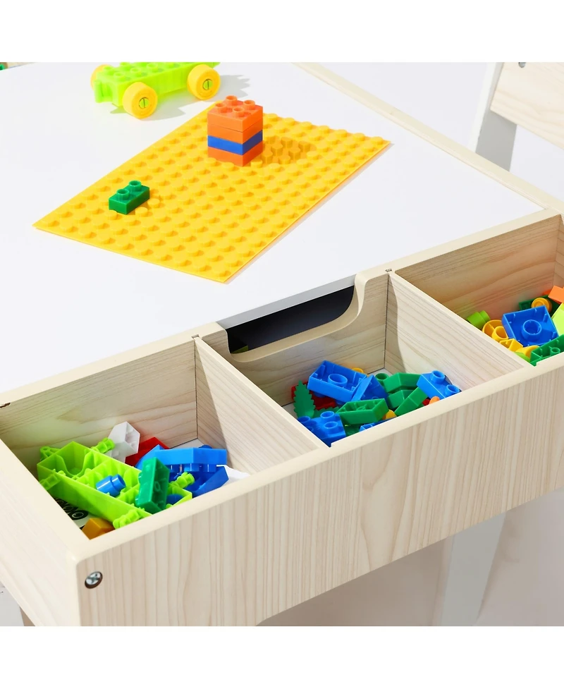 LuxenHome Drawing and Activity Board Children Table with 2 Chairs Set