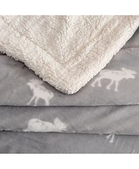 Linery & Co. Velvet Plush Reversible Sherpa Throw Blanket