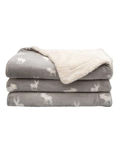 Linery & Co. Velvet Plush Reversible Sherpa Throw Blanket