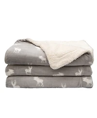 Linery & Co. Velvet Plush Reversible Sherpa Throw Blanket